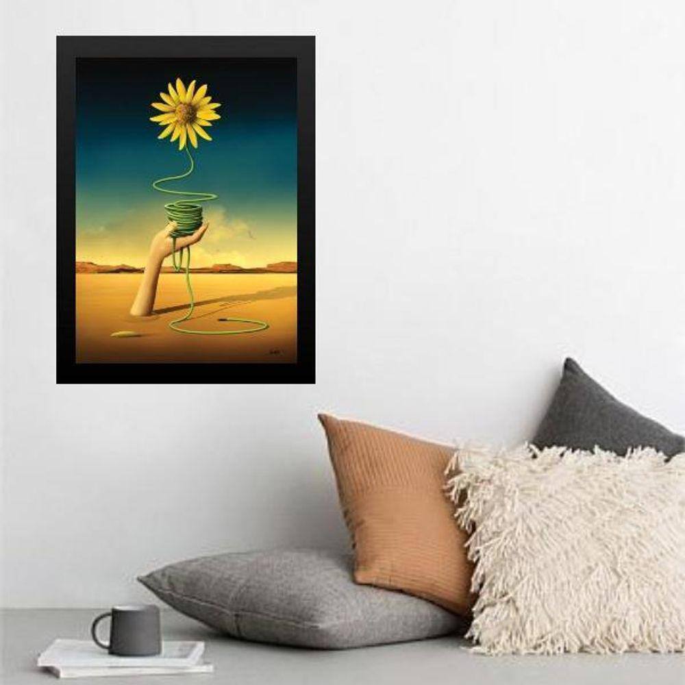 Quadro Salvador Dalí Margarida Amarela 24X18Cm - Com Vidro