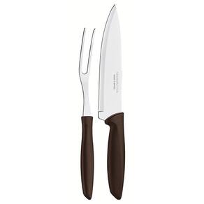 Conjunto Trinchante Com Lâminas Em Aço Inox E Cabos De Polipropileno Plenus Marrom 2pçs Tramontina