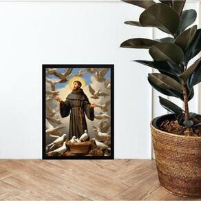 Quadro São Francisco De Assis - Pombas 24X18Cm