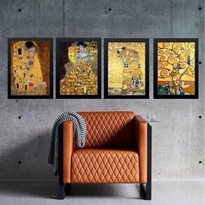 Kit 4 Quadros Obras De Gustav Klimt 45X34Cm - Com Vidro