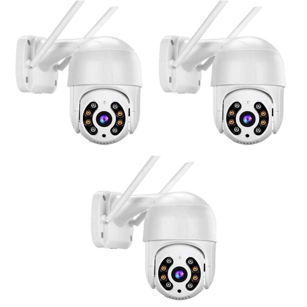 Kit 3 Câmeras Segurança Ip66 À Prova D`Água Wifi 360 Graus