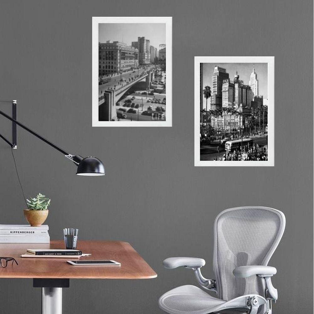 Kit 2 Quadros Fotografias Antigas São Paulo 33X24Cm - Vidro