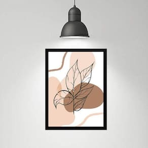 Quadro Abstrato Orgânico Folha Rosê Marrom 45X34Cm - Com Vidro