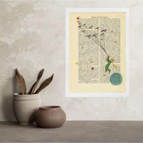 Quadro Vintage Pequeno Príncipe Voando 33X24Cm - Com Vidro