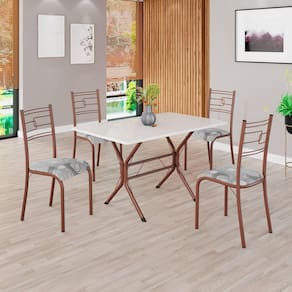 Conjunto Sala de Jantar Mesa Retangular 100x60cm Tampo Madeira Mdp 4 Cadeiras Paraty Paraopeba / Marrom