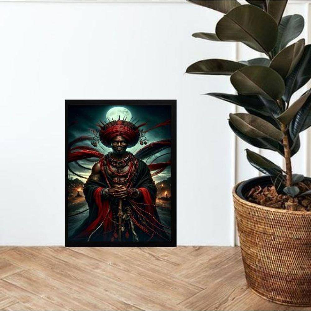 Quadro Candomblé Orixá Bara 33X24Cm - Com Vidro