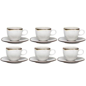 Jogo De Xicaras Chá Café E Pires 4Pc Porcelana Maresia 220Ml