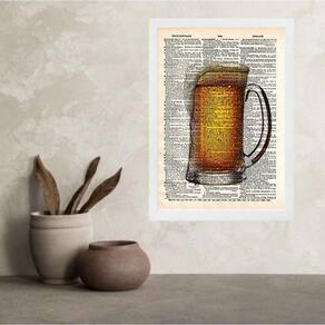Quadro Vintage Copo De Chopp 33X24Cm - Com Vidro