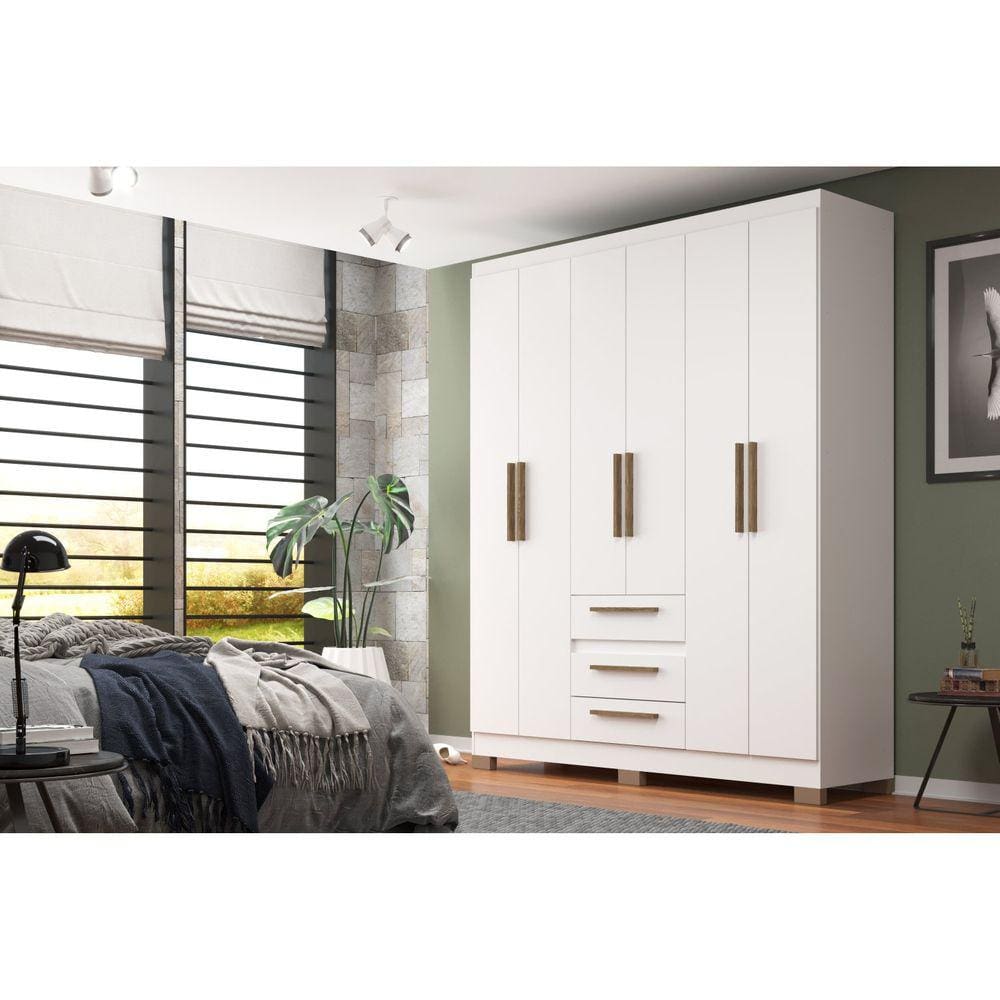 Guarda-roupa Casal 6 Portas e 3 Gavetas Branco