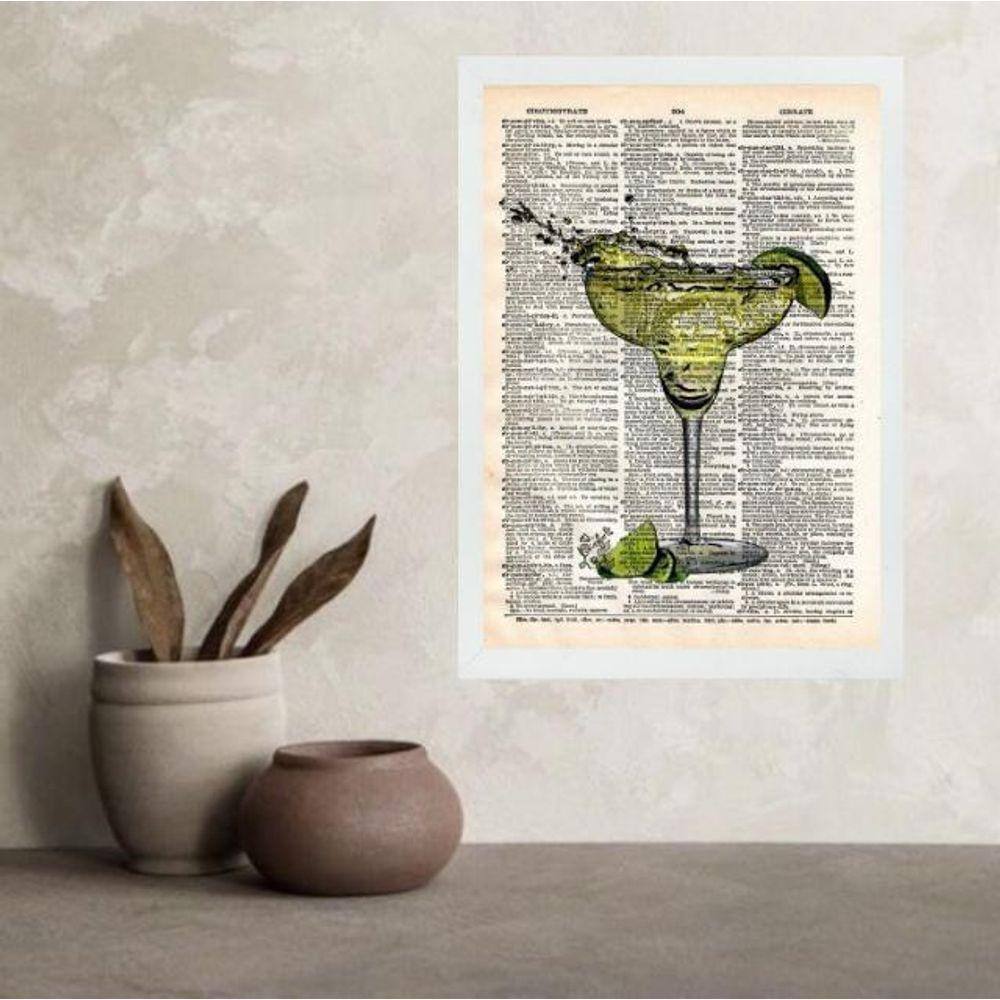 Quadro Vintage Coquetel Marguerita 45X34Cm - Com Vidro