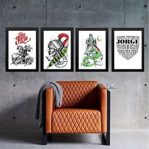 Kit 4 Quadros São Jorge Com Oração 33X24Cm - Com Vidro