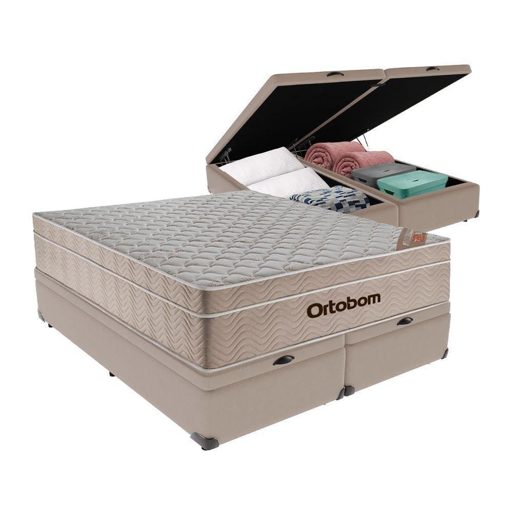 Airtech Colchão Ortobom Queen Com Baú Bege Springpocket