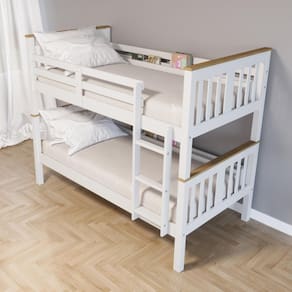Beliche Solteiro Import com Porta Livros Madeira Maciça Branco/Mel Housin