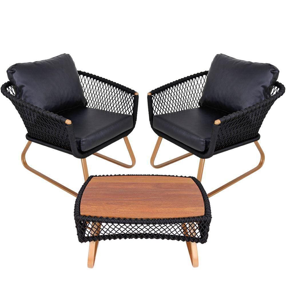 2 Poltronas Com Mesa Bronze P/ Varanda, Edícula
