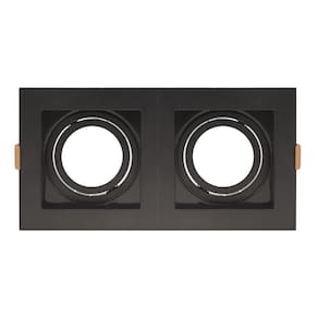 Spot De Embutir Quadrado Recuado Duplo Ar70 Direcionável Preto