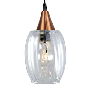 Lustre Pendente Taschibra Badih Pp Canelado E27 Transparente Bivolt Cobre