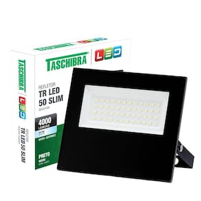 6 Refletores Taschibra Led Tr Slim 50w 6500k Preto Autovolt Preto
