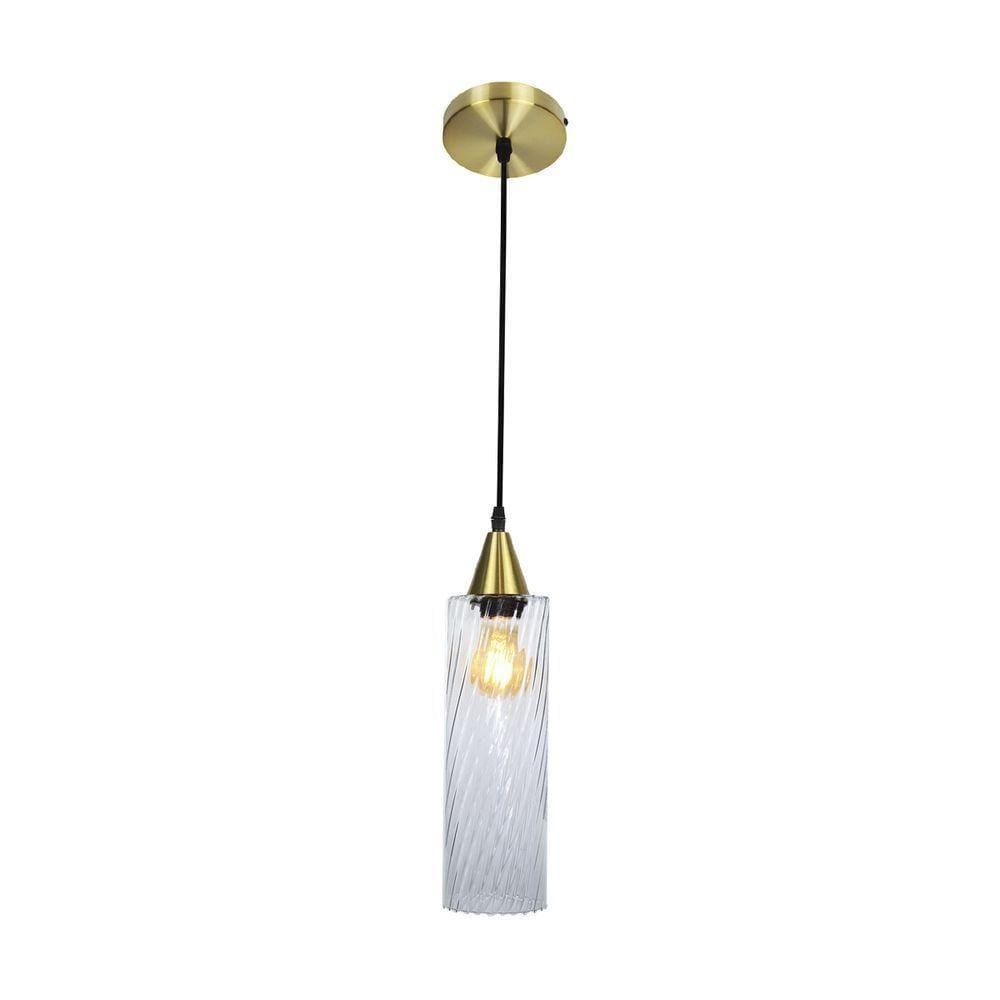 Lustre Pendente Taschibra Anne Rigato E27 Transparente Bivolt Ouro