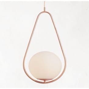 Lustre Pendente Bravalumi Pérola Fallen Globo E27 Bivolt Rose Gold