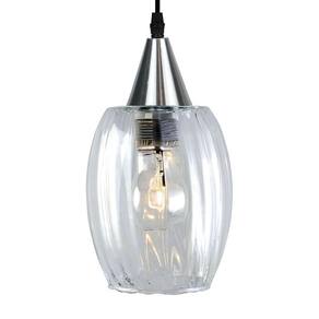Lustre Pendente Taschibra Badih Pp Canelado E27 Transparente Bivolt Prata