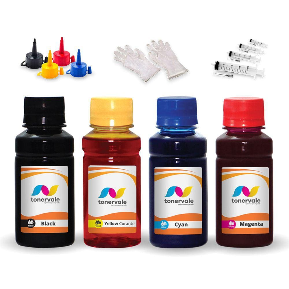 Kit 4 Tinta Para Epson L3250 T544120 CMYK 100ml