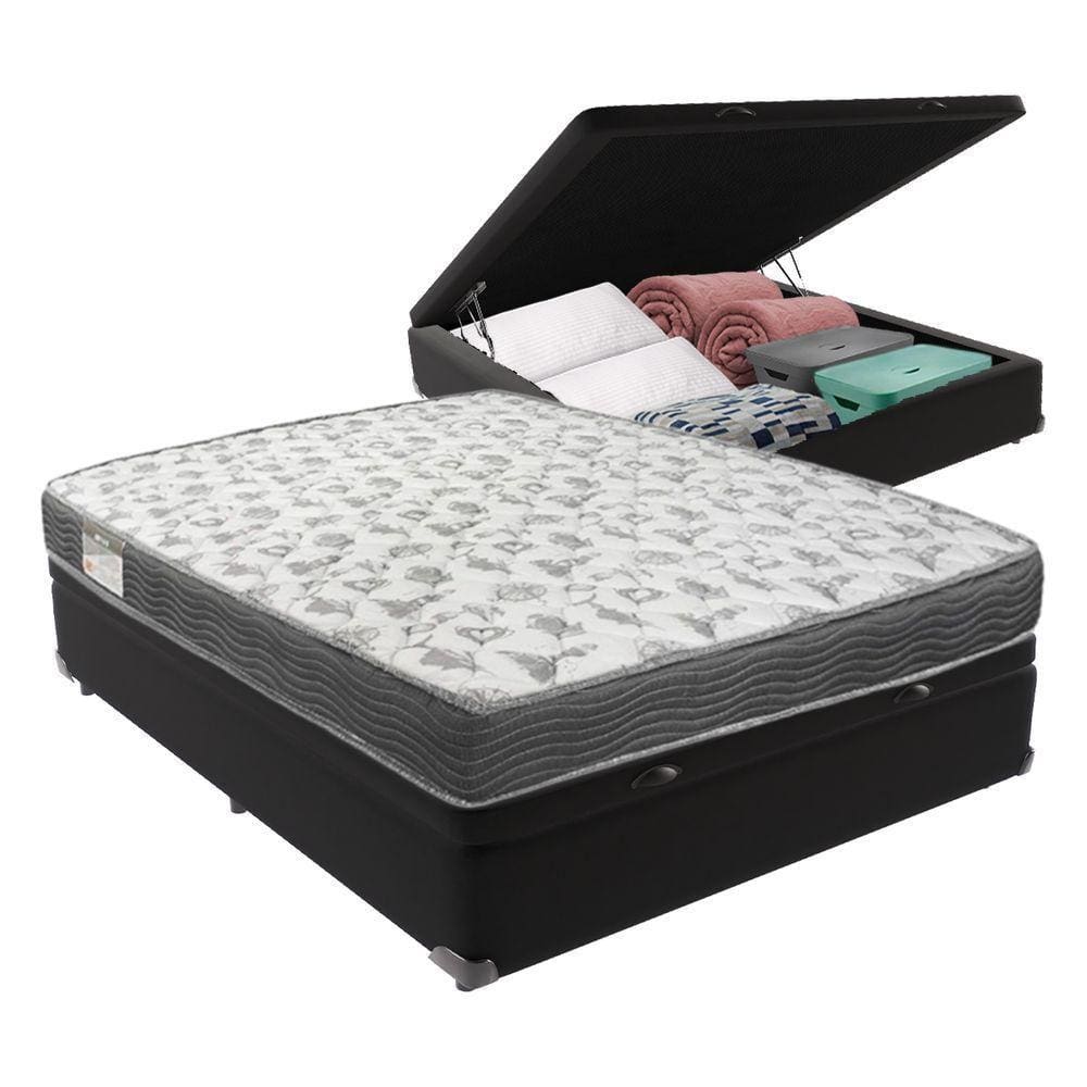 Cama Box Com Baú Preto Iso100 Ortobom Viúvo D33