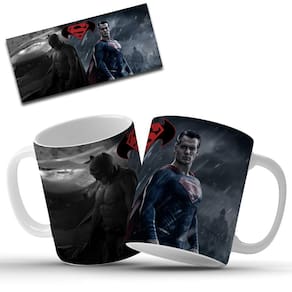 Caneca Batman e Super Homem Personalizada em Cerâmica 325ml