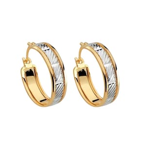Argola Detalhes Diamantado Em Ródio - Banhada em Ouro 18k