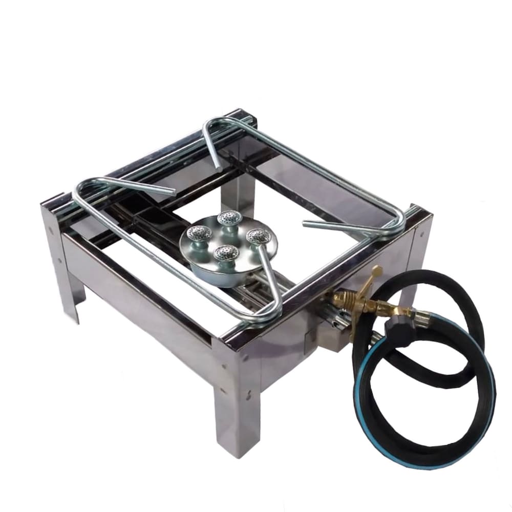 Fogão Fogareiro Inox Alta Pressão 1 boca + Kit Gás Incluso