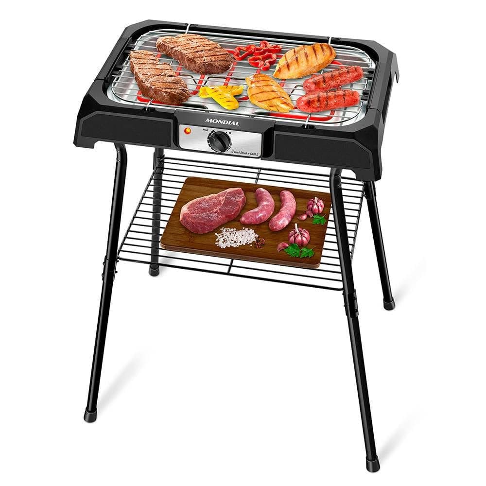 Churrasqueira Elétrica Mondial Grand Steak E Grill II 127V 2000W Preta  -  CH-06