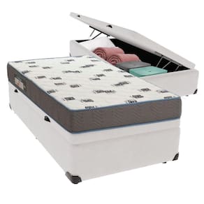Cama Box Solteiro Com Bau Ortobom D33 Light Branco