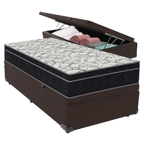 Conjunto Solteiro Cama Bege Box Colchão Extra Firme Ortobom Cor:marrom