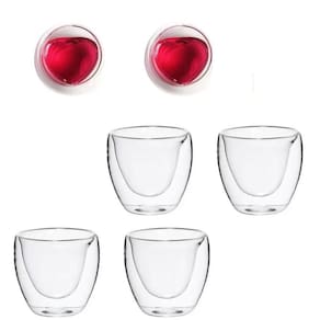 Quatro Copos Em Vidro Borosilicato Duplo, Cafe Cha, 80 Ml