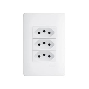 Tomada Tripla Fame Habitat 2p+t 20a Com Placa 4x2 Branco