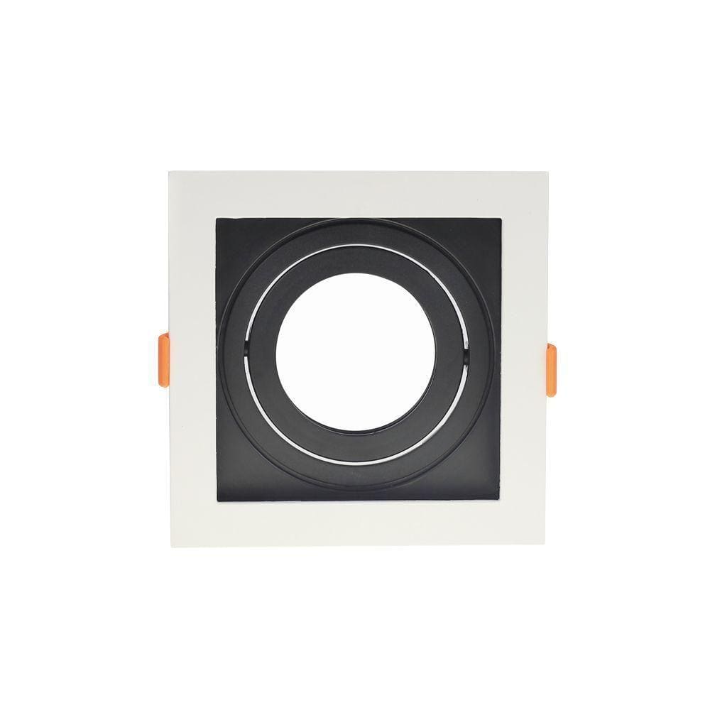 Spot De Embutir Recuado Nordecor Flea Para 1 Lâmpada Par 30 Quadrado Branco E Preto