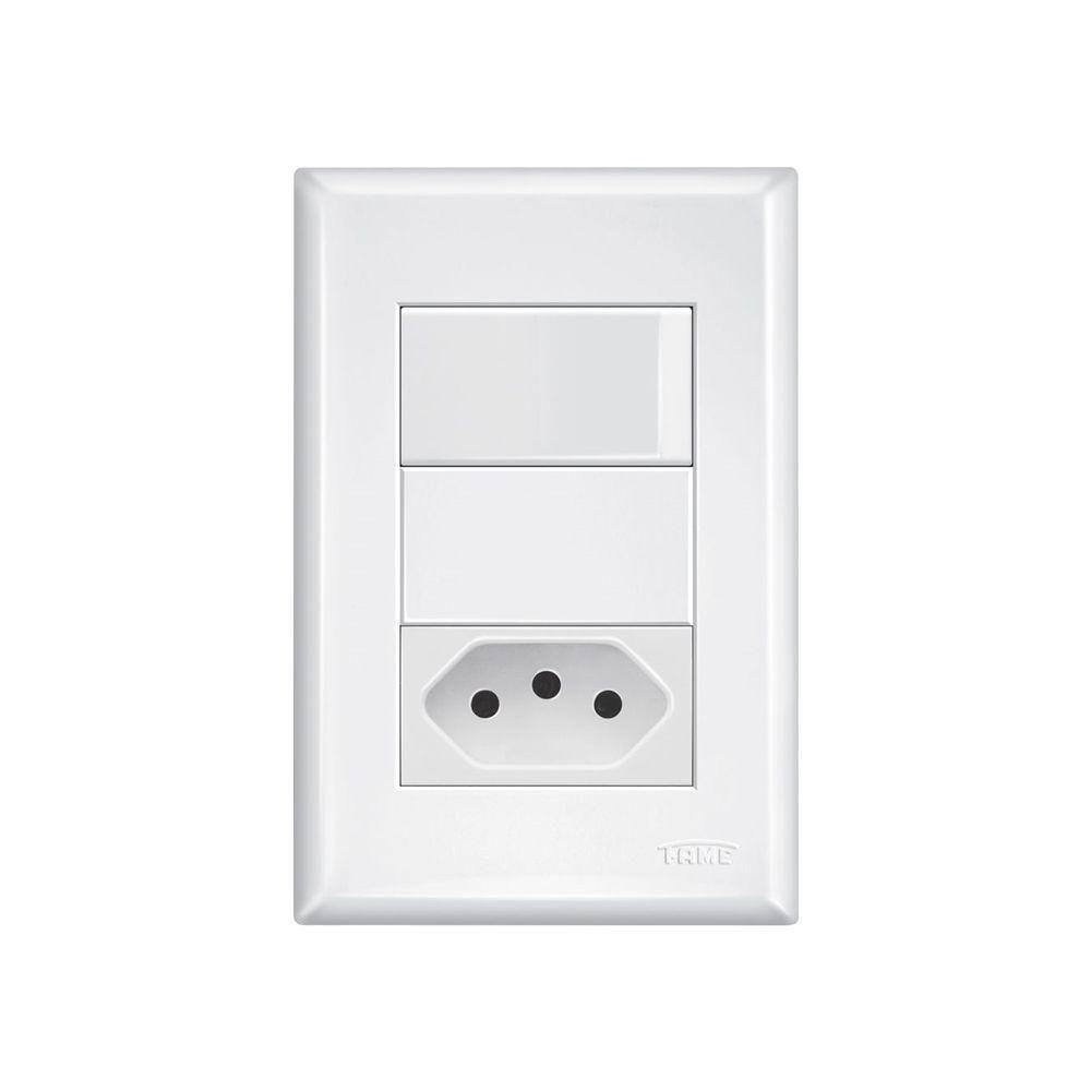 Interruptor Simples E Tomada 2p+t 20a Fame Evidence Com Placa 4x2 Branco