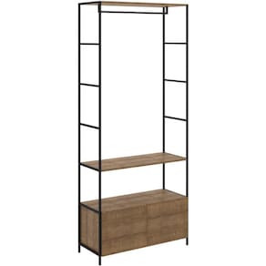 Estante Closet Industrial Steel Quadra Artesano 90 cm (largura) MDP Vermont Aço Preto 2 Gavetas