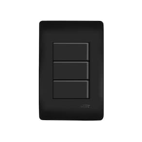 Interruptor Simples Triplo Fame Habitat Black Com Placa 4x2 Preto