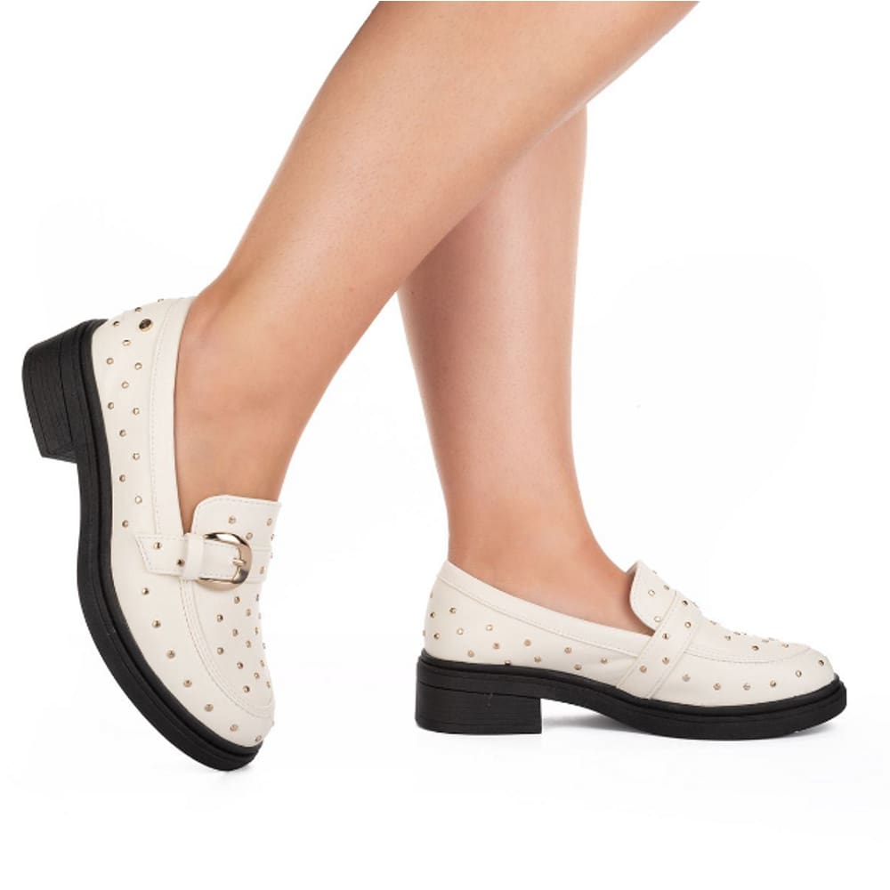 Sapato Feminino Tanara Loafer Bege T8502
