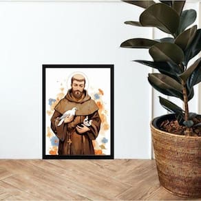 Quadro São Francisco De Assis - Aquarela 24X18Cm - Com Vidro
