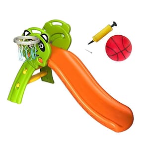 Escorregador Infantil 3 Degraus Plástico Playground Cesta Basque Bola Brinqway Bw-284 Lr Laranja