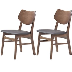 Kit 2 Cadeiras Edna Rivattis Revestida Em Pvc Café Estrutura Em Madeira Natural