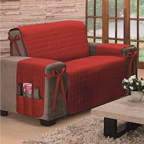 Protetor De Sofá Dupla Face Premium 2 Lugares - Vermelho-caqui