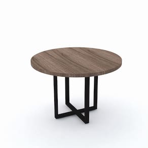 Mesa de Reunião Redonda 110 x 75 cm Pé Tubular PE40 em MDP Cor Walnut Base Preta