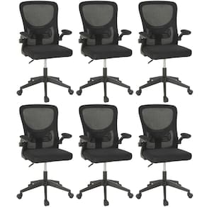 Kit 6 Cadeiras de Escritório Giratória Mônaco com Relax e Regulagem de Altura - ALL BLACK