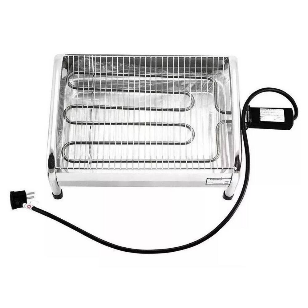 Churrasqueira Elétrica Portátil De Aço Cromado Com Grelha - 220volts