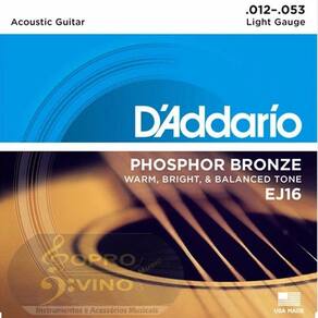Encordoamento.012 Violão Aço - D`Addario Ej16 Fósforo Bronze