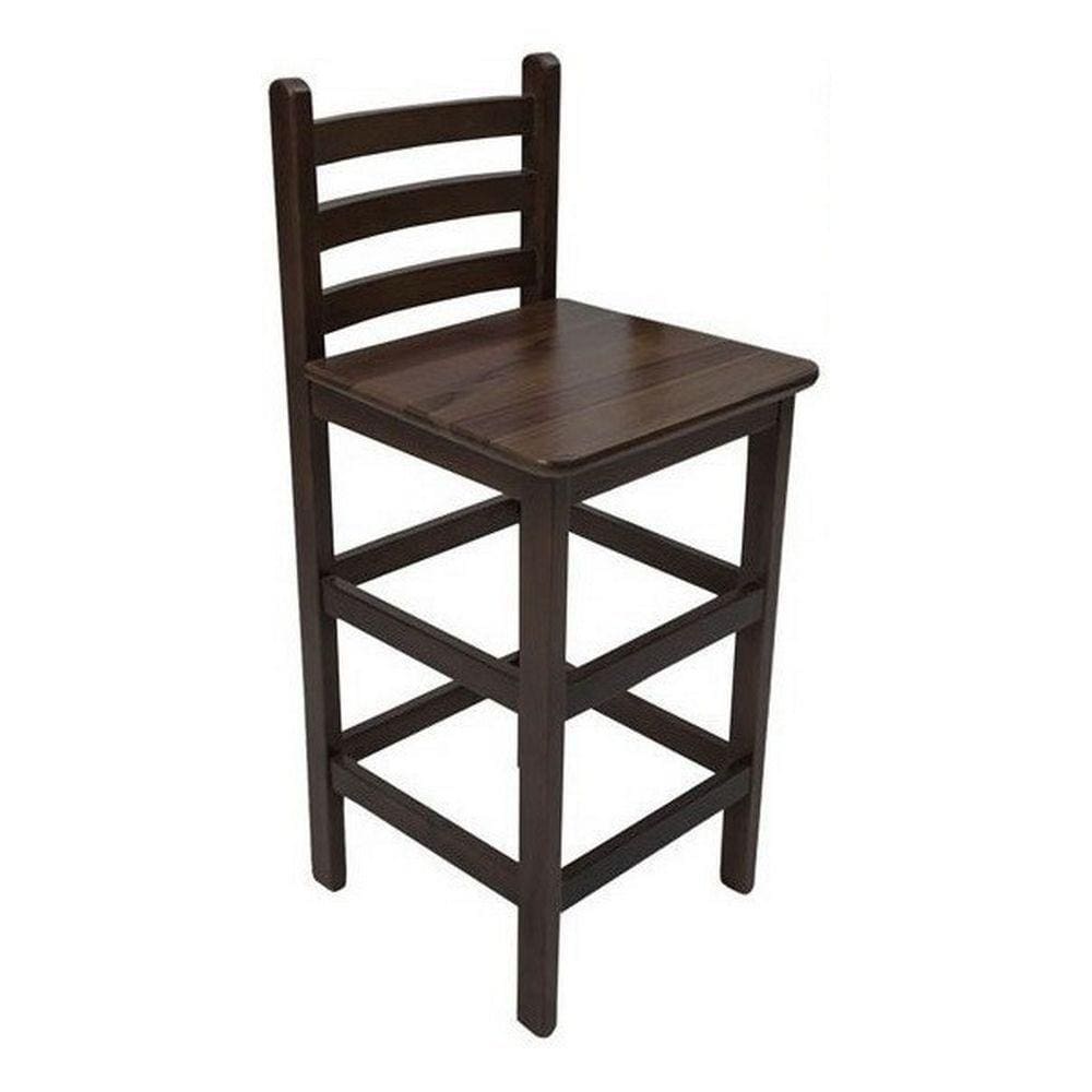 Banqueta Alta De Madeira Imbuia Encosto Anatomico