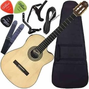 Kit Violão Rozini Elétrico Nylon Presença Brasil Rx515At
