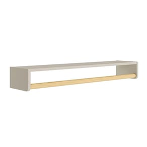 Prateleira Theo com Cabideiro Areia Fosco e Madeira Natural - 93cmx20cmx13cm